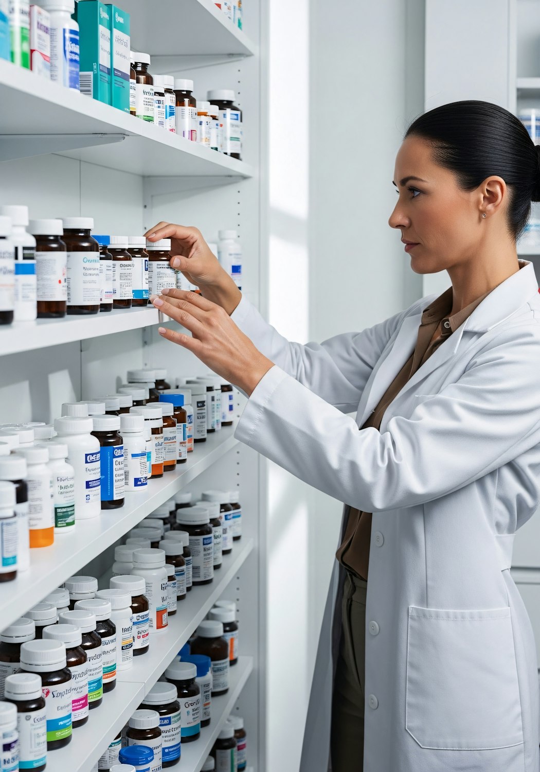 Medication stored and organised on controlled warehouse shelving