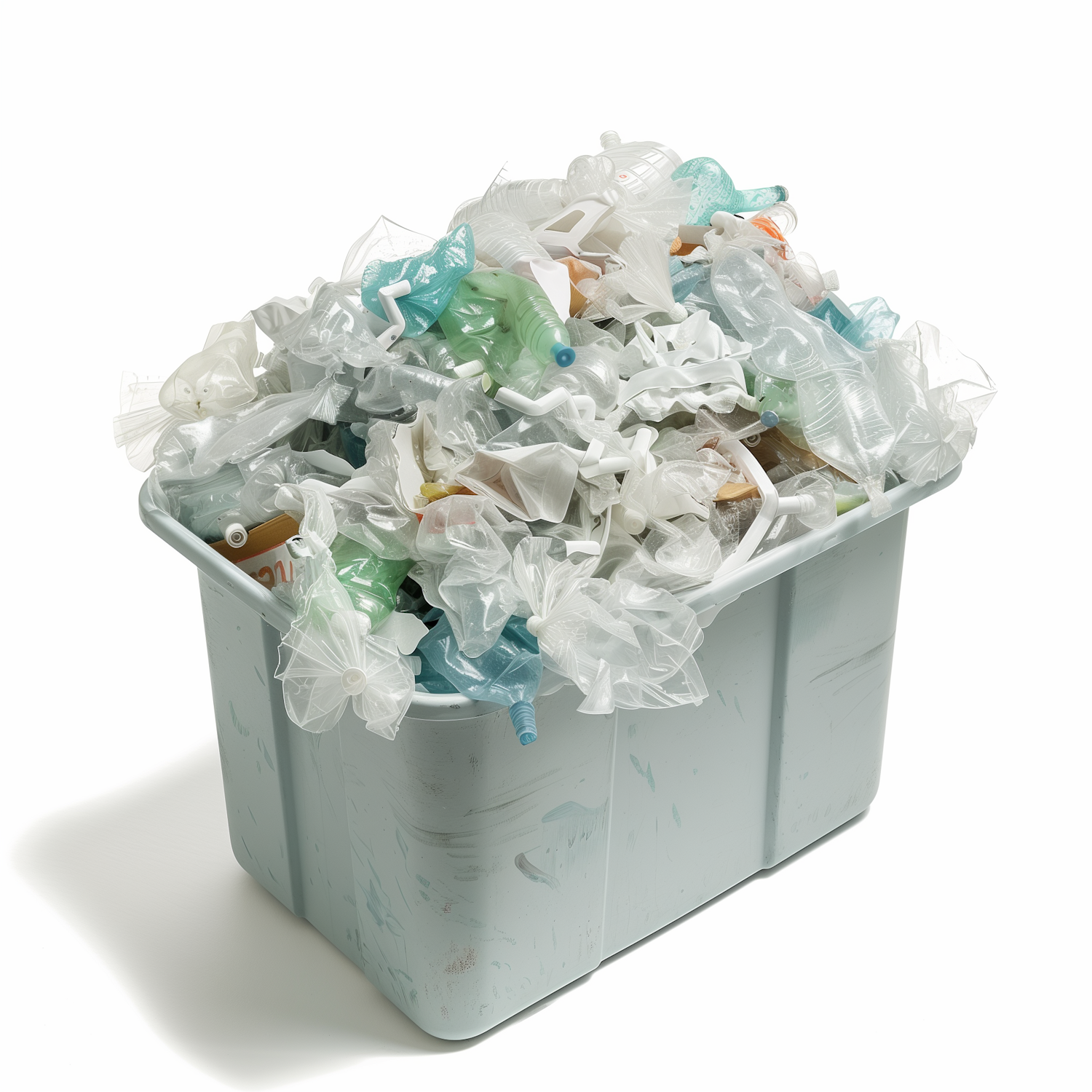Collected medical plastic waste and packaging awaiting sorting and recovery